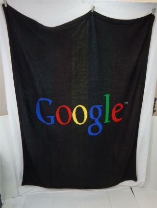 Vtg Hudson Google Acyrlic Knit Blanket Made In Usa Black/multicolor - L 70 W 57
