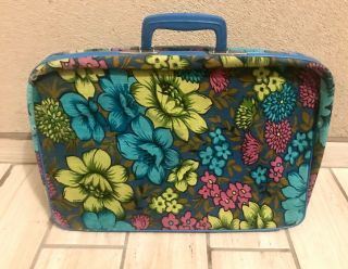 Vintage Retro Mcm 60s 70s Bantam Floral Flower Mod Hippie Luggage Bag Suitcase