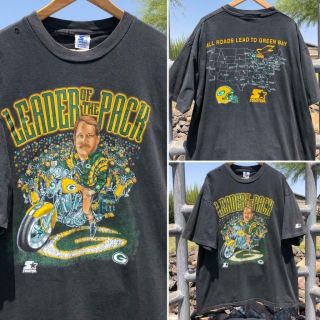 Vtg 90s Starter Green Bay Packers Mike Holmgren Caricature Cartoon T Shirt 2xl