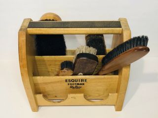Vintage Esquire Footman Deluxe Shoe Shine Box Carrier W/brushes