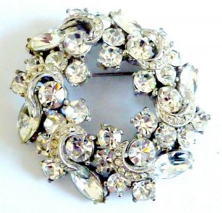 A Vintage 1950s Gold Tone Sphinx Designer Brooch With White Diamantes