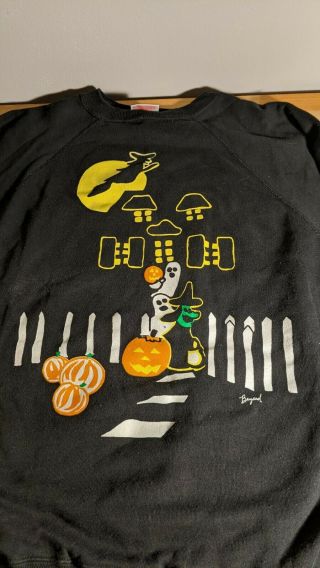 Vintage Halloween Witch Ghost Trick or Treat Sweater XL Hanes Sport Sweatshirt 2