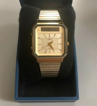 Vintage Timex 392 K Cell Analog & Digital Wrist Watch Stainless Steel -