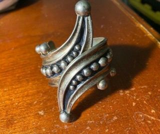 Vintage Mexico Silver Hinged Cuff Bracelet - Alpaca/hecho En - Heavy Patina