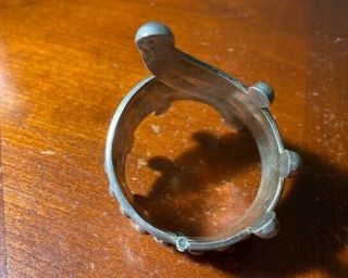 Vintage Mexico Silver Hinged Cuff Bracelet - Alpaca/Hecho En - Heavy Patina 3
