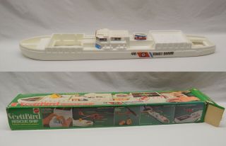 Vintage Mattel Vertibird Coast Guard Rescue Ship Styrofoam Hull & Box,