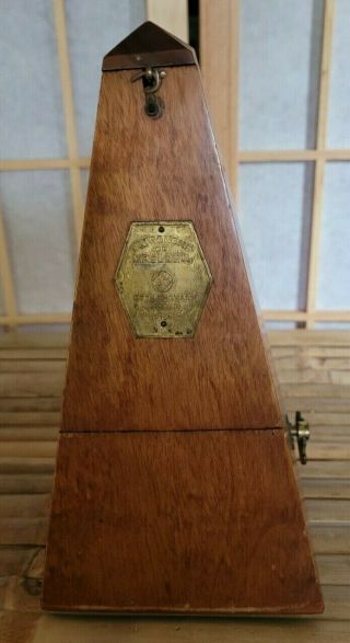 Vintage Seth Thomas Metronome De Maelzel Wood & Brass Made In Usa