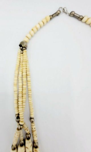 Vintage Carved Bovine Bone Bead Statement Necklace Estate Jewelry 26 