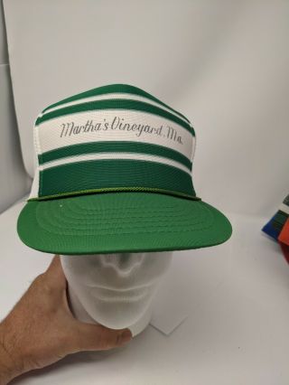 Vintage Marthas Vineyard Massachusetts Snapback Mesh Trucker Hat Green White