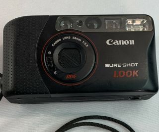 Vintage Canon Sure Shot Look 35mm Af Camera With 38mm 1:3.  5 Lens