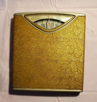 Vintage Gold Counselor Bathroom Scale Mid Century Modern Art Deco Rare Find [93]