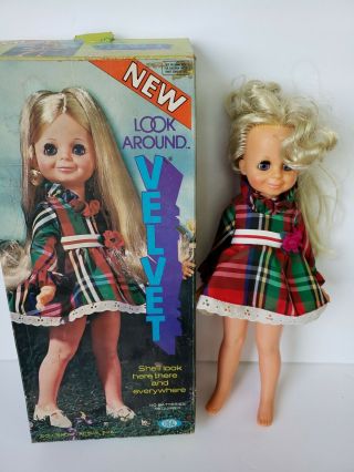 Vintage 1972 Ideal Look Around Velvet Doll 16 " Grow Hair Doll With Box