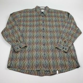 Vintage Jhane Barnes Button Up Shirt Mens Xl Multi Color Designer Geometric