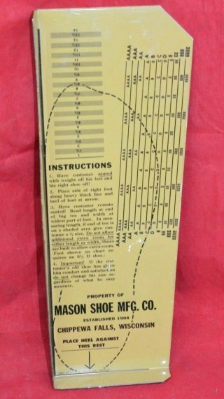 Vintage Mason Shoe Co.  Sizer Foot Measurement Tool Guide Scale Feet Size Metal