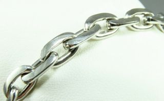 Sterling Silver Polished Beveled Edge Cable Link Bracelet 8.  25 " Long Charm Vtg