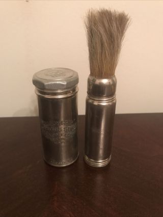 Vintage Early 1917 Colgate Handy Grip Shaving Stick Tin Can W/ Brush York