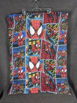 Vintage Marvel Spider - Man Twin Reversible Blue Comforter Spiderman Blanket