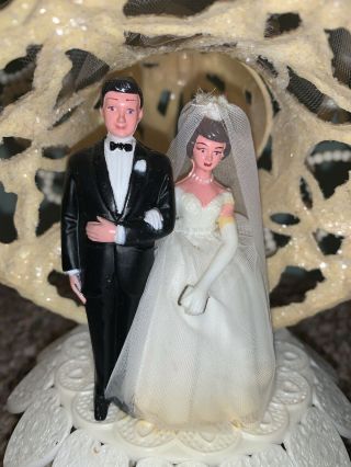 Vintage Bridal Wedding Bride Groom Cake Topper Hand Painted 1960’s 2