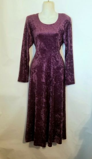 Vintage Deadstock 80s 90s Teddi Lavender Purple Crushed Velour Dress Goth Witch