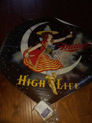 Miller High Life Beer Poster Woman On Moon Vintage 1970s Must Lqqk