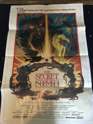 Vintage 1982 The Secret Of Nimh Authentic Movie Poster 27x40 Inches