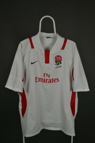 England 2007 Sevens Rugby Union Shirt Nike Jersey Vintage White Size Xl