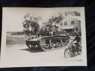 Vintage Pre Ww2 Us Tank Armored & Motorcycle Photograph Type 1