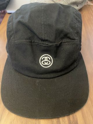 Stussy Og Ss Link Logo Camp Cap Snapback Hat Vintage