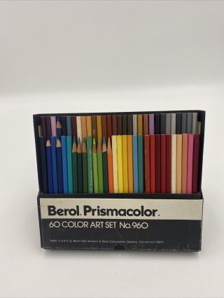 Vintage 1980s Berol Prismacolor Art Set No.  960 Colored Pencils 56 Pencils