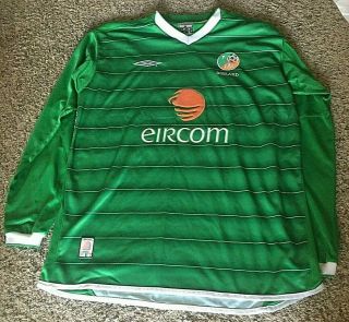 Vintage Umbro Ireland Eircom Ireland Football Team Jersey - Long Sleeve Sz L