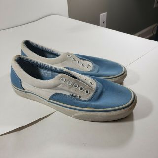 Vans Authentic Blue White Canvas Skate Shoes Mens Size 9 Women10.  5 Vintage Usa