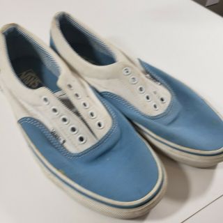 Vans Authentic Blue White Canvas Skate Shoes Mens Size 9 Women10.  5 Vintage USA 2