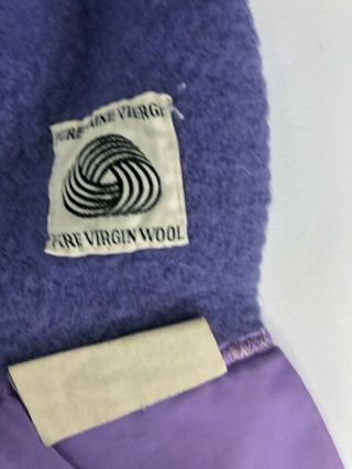 Vintage Satin Trim Wool Blanket Purple Made in Canada Thermal 75x55 2