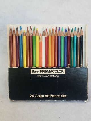 Vintage Berol Prismacolor Thick Lead Art Pencils Set 24 Colors