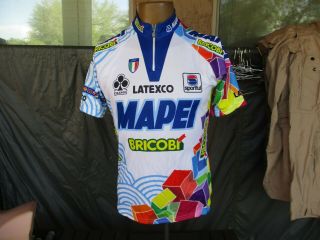 Vtg 1998 Mapei Bricobi,  Colnago Cycling Jersey,  Riding Shirt,  Medium