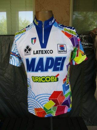 Vtg 1998 Mapei Bricobi,  Colnago Cycling Jersey,  Riding Shirt,  MEDIUM 2