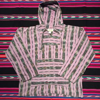 Vintage 90s Southwestern Baja Hoodie Size Large Light Weight Navajo Blanket