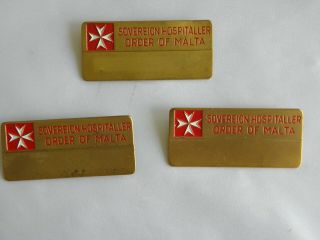 Three Soverign Hospitaller Order Of Malta Name Vintage Badges