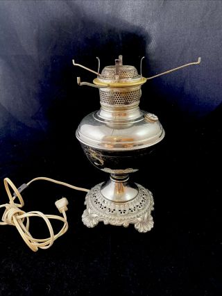 Antique Aladdin (like) Metal Oil Lamp,  Converted To Electricity