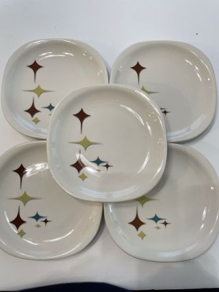 5 Vintage Syracuse China Atomic Star Jubilee Bread Plates 6 1/8”
