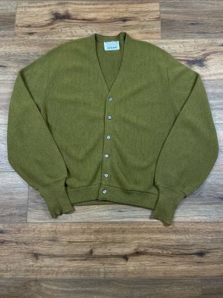 Vintage Robert Bruce Arnold Palmer Knit Alpaca Wool Cardigan Sweater Mens Large