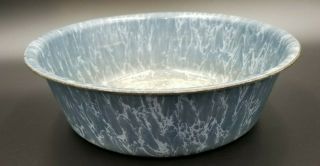 Vintage Blue Gray Enamelware Graniteware Pan Wash Basin Bowl 11 "