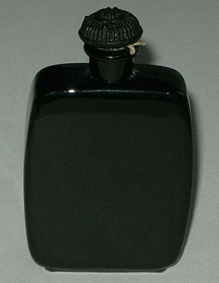 Vintage Black Glass Perfume Bottle 1/2 Oz Open/empty - 2 3/4 " Tall