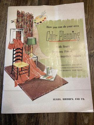 Vtg 1955 Sears Roebuck And Company Harmony House Color Planning Sample Book Mcm