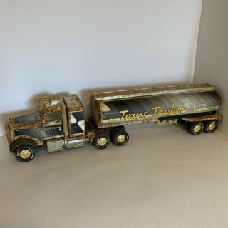 Vintage Nylint Trans Tanker Express Metal Truck And Trailer Large 24 " - Read