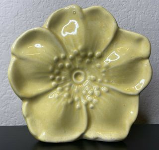 Vintage Yellow Mccoy Pottery Vase Wall Pocket Flower Blossom Rustic Line Usa