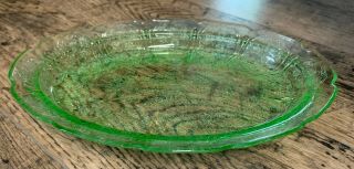 Vtg 11 " Jeannette Cherry Blossom Green Oval Serving Platter Depression Glass 2