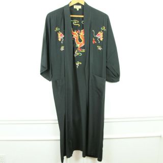 Flaws No Tie Vintage Silver Lake Mens Black Embroidered Dragon Robe S Chinese
