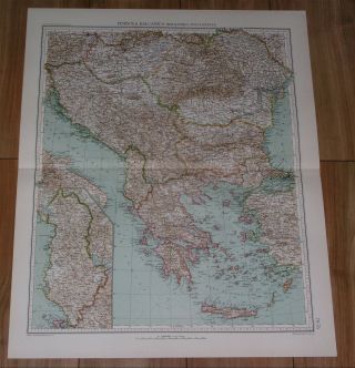 1927 Map Of Yugoslavia Serbia Hungary Romania Greece Albania Bulgaria Turkey