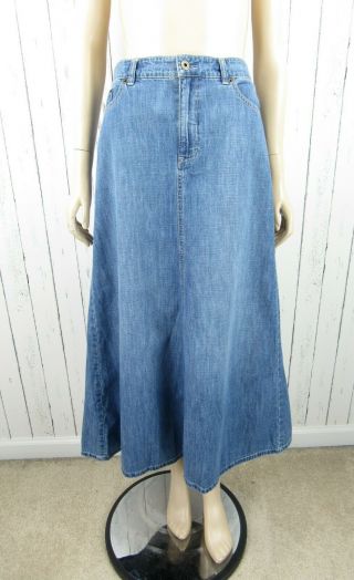 Vintage Ralph Lauren Denim Jean Long Maxi A Line Skirt Size 10 Modest Prairie